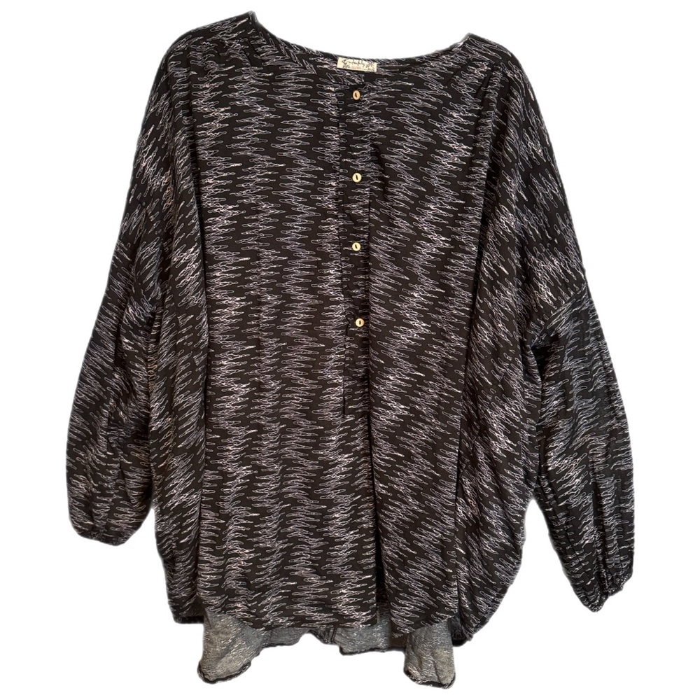 Free People Blooms For You Blouse Size XS Black Intimately Oversized Sleep Flowy - Picture 5 of 15